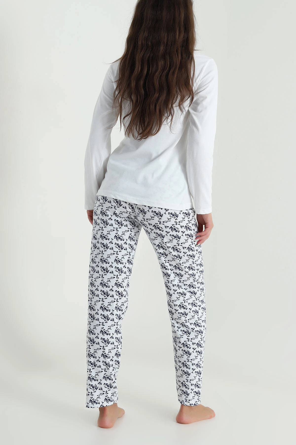 Beyaz Baskılı Modal Kadın Pijama Takımı 484525