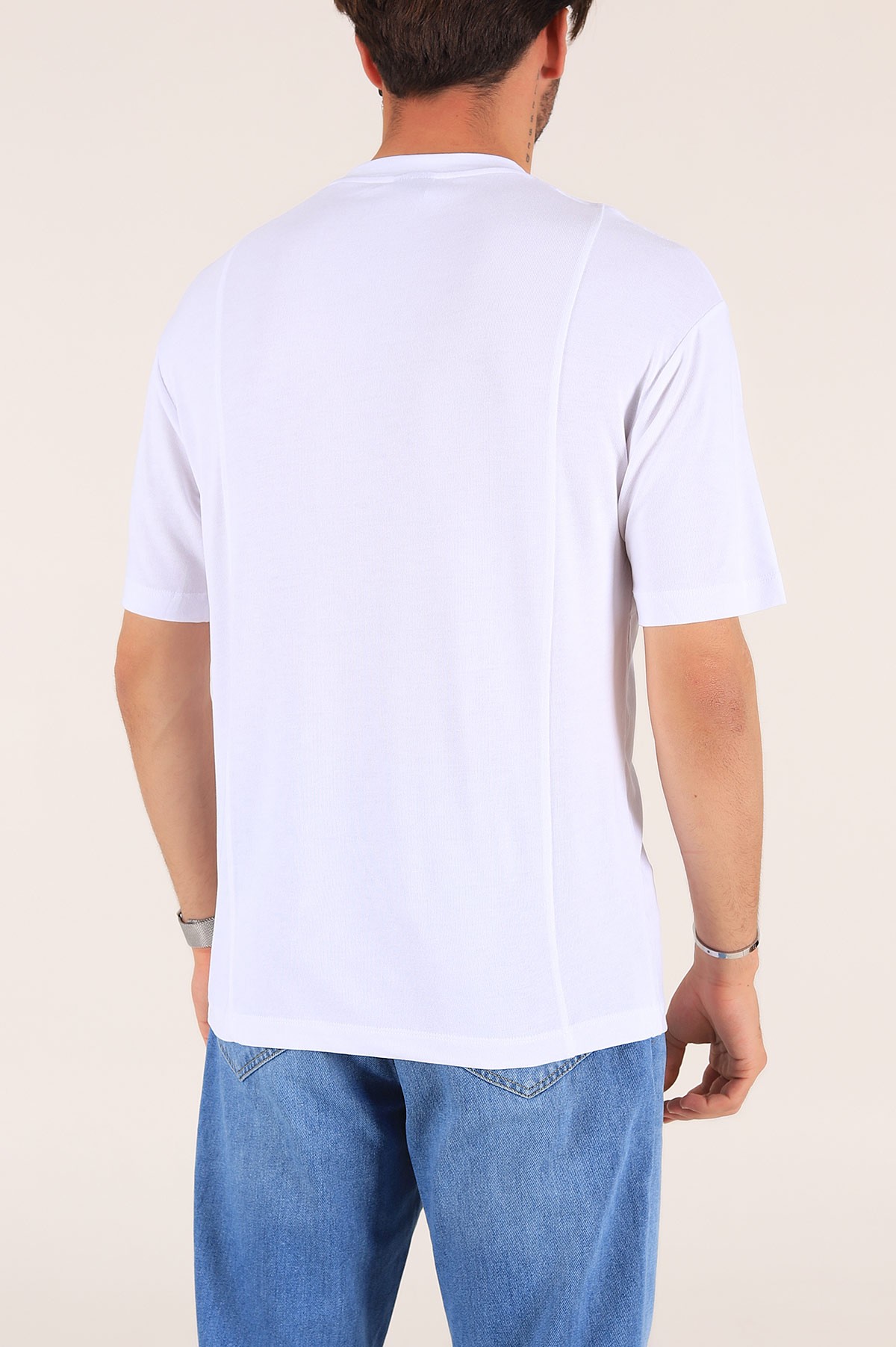 Beyaz Baskılı Oversize Erkek Tişört 177461