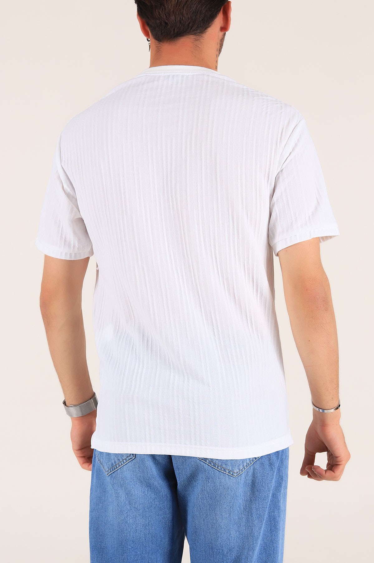 Beyaz Baskılı Oversize Erkek Tişört 177521