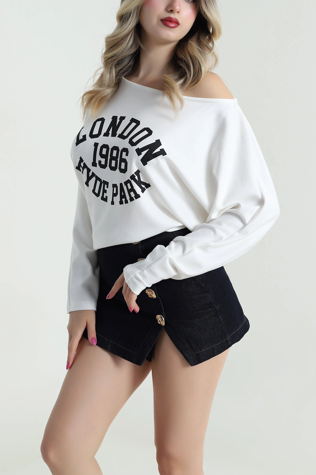 Beyaz Baskılı Oysho Kadın Bluz 483073