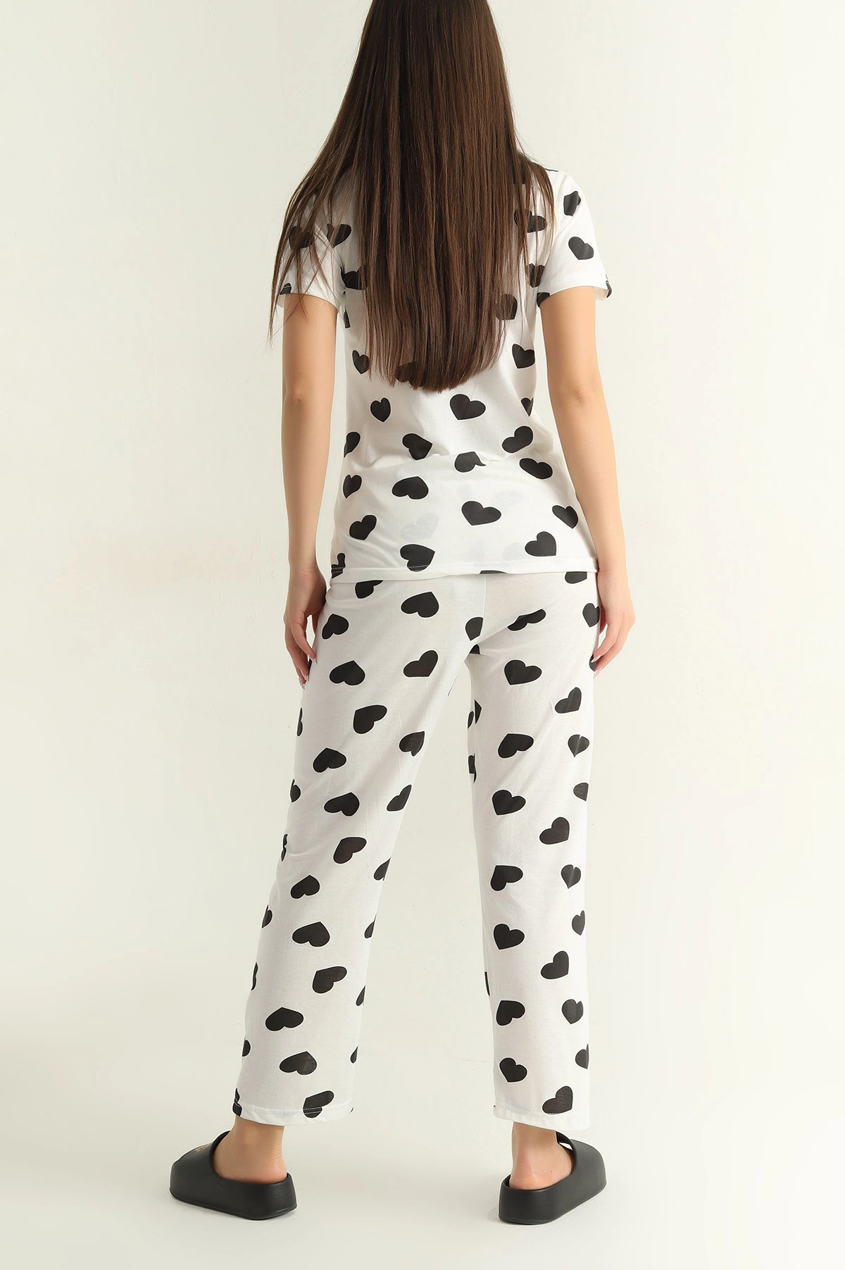 Beyaz Baskılı Penye Kadın Pijama Takımı 375968
