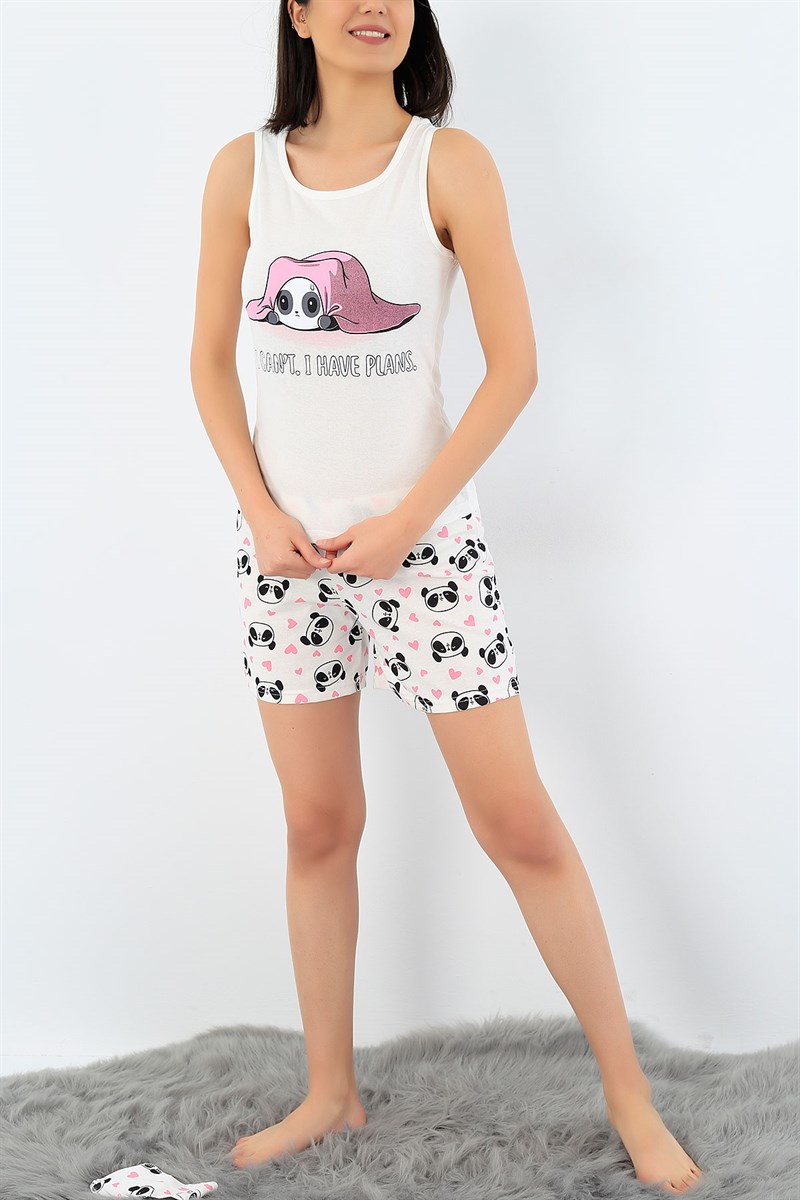 Beyaz Baskılı Pijama Takımı 32724