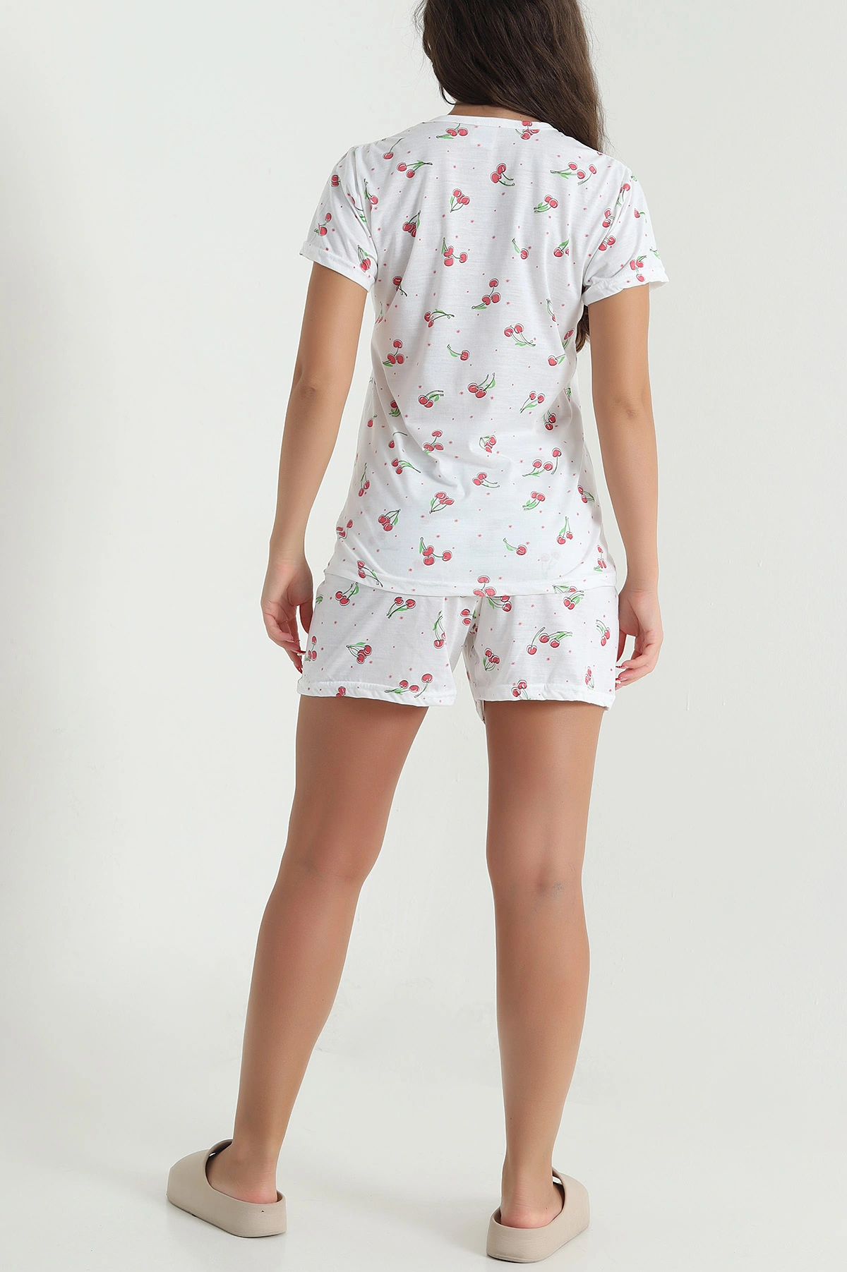 Beyaz Baskılı Şortlu Süprem Kadın Pijama Takımı 476124