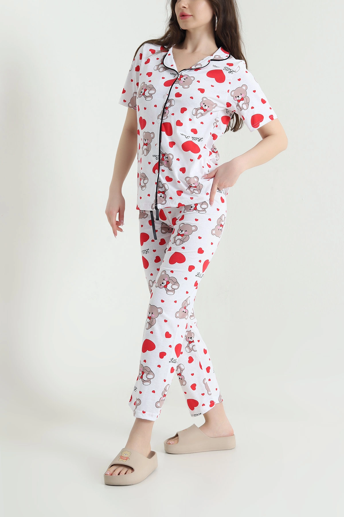 Beyaz Baskılı Süprem Kadın Pijama Takımı 451873