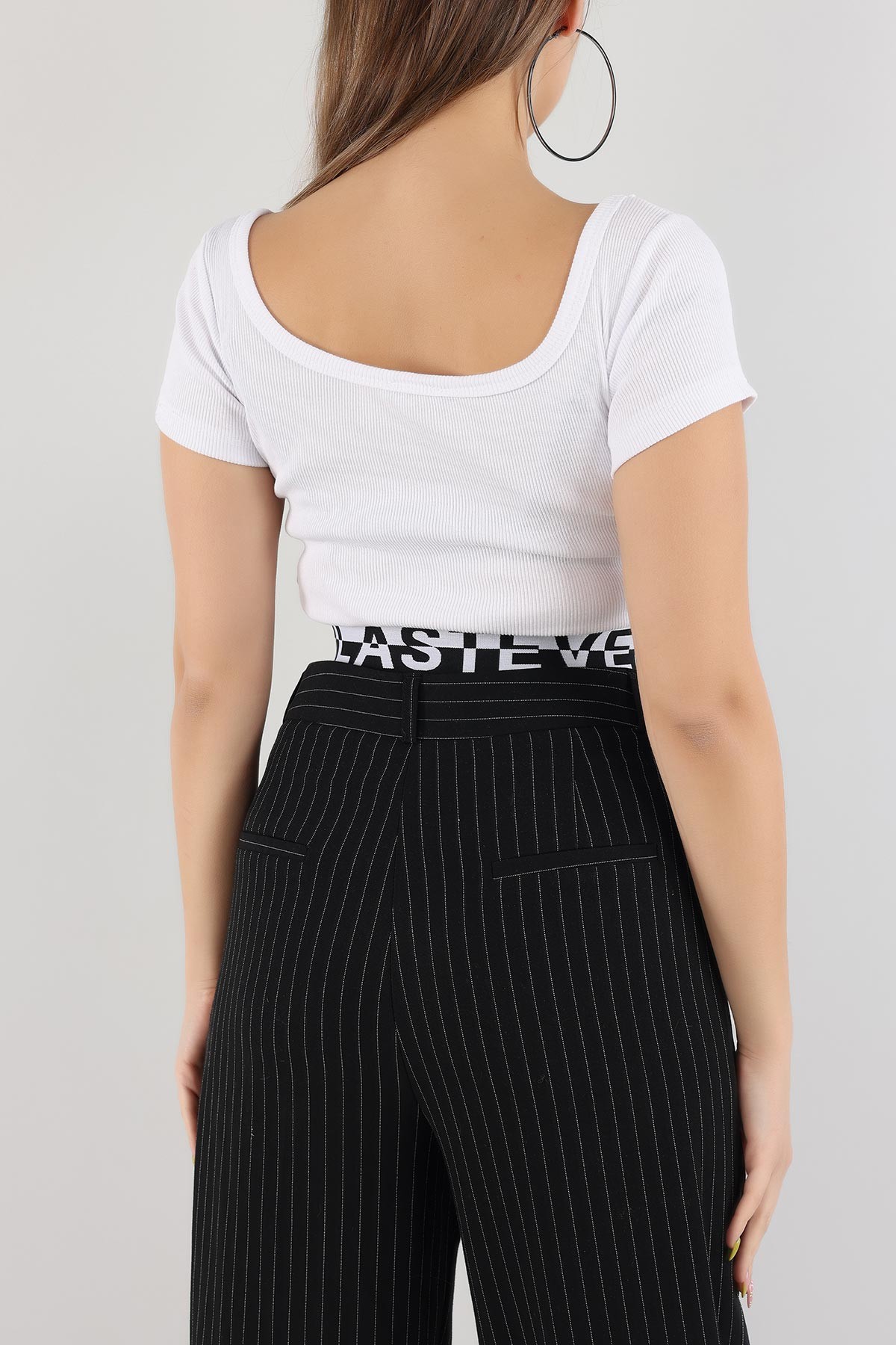 Beyaz Beli Lastikli Fitilli Bluz 170927