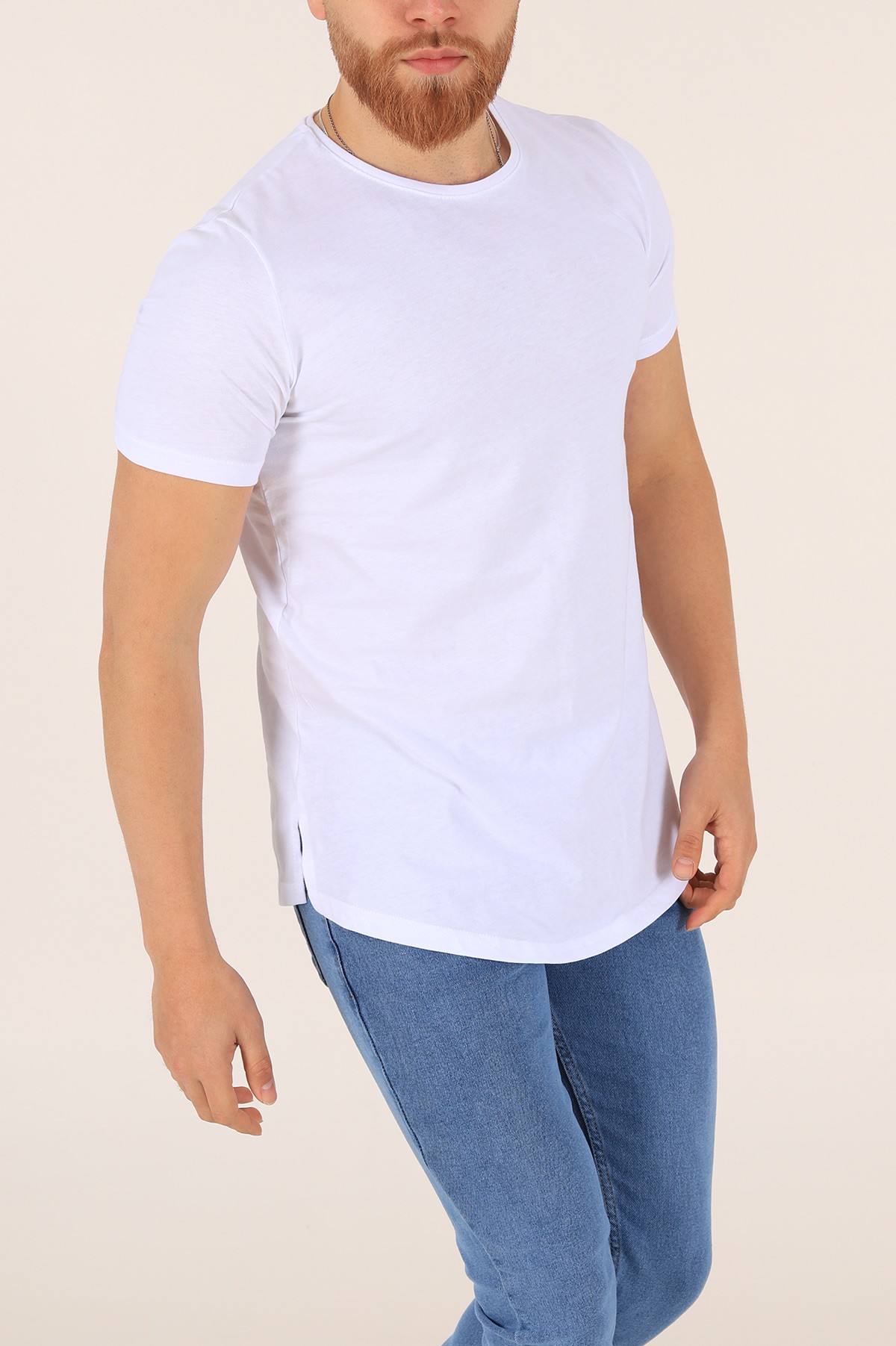 Beyaz Sırt Dikişli Erkek Tişört 169761