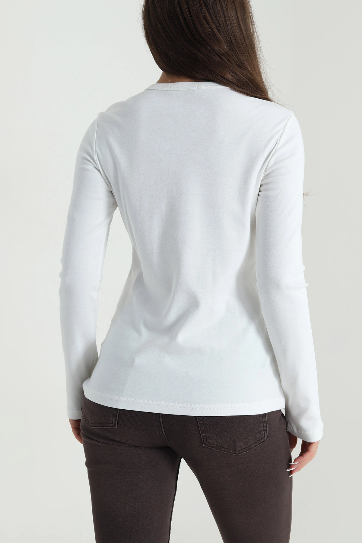 Beyaz Bisiklet Yaka Kadın Body Bluz 488617