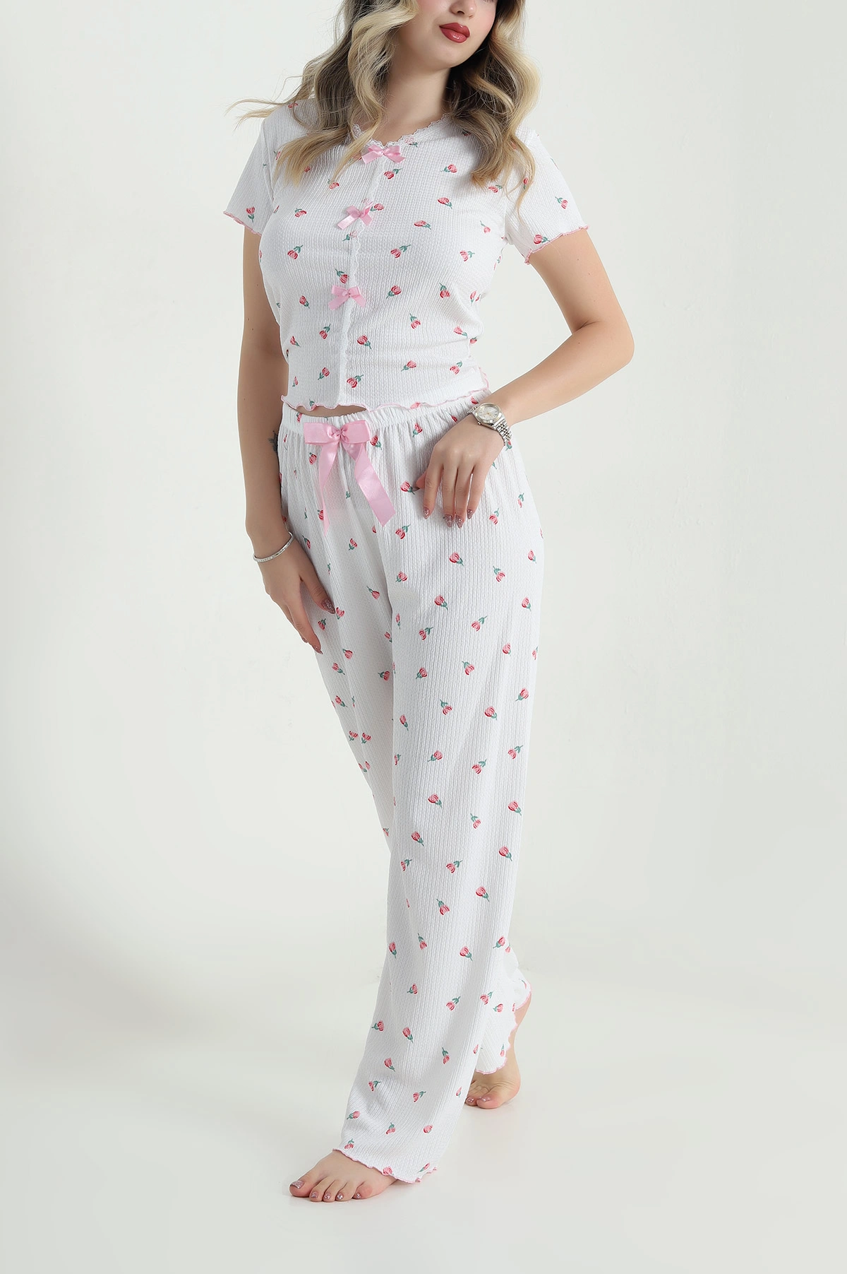 Beyaz Bürümcük Kadın Pijama Takımı 479581