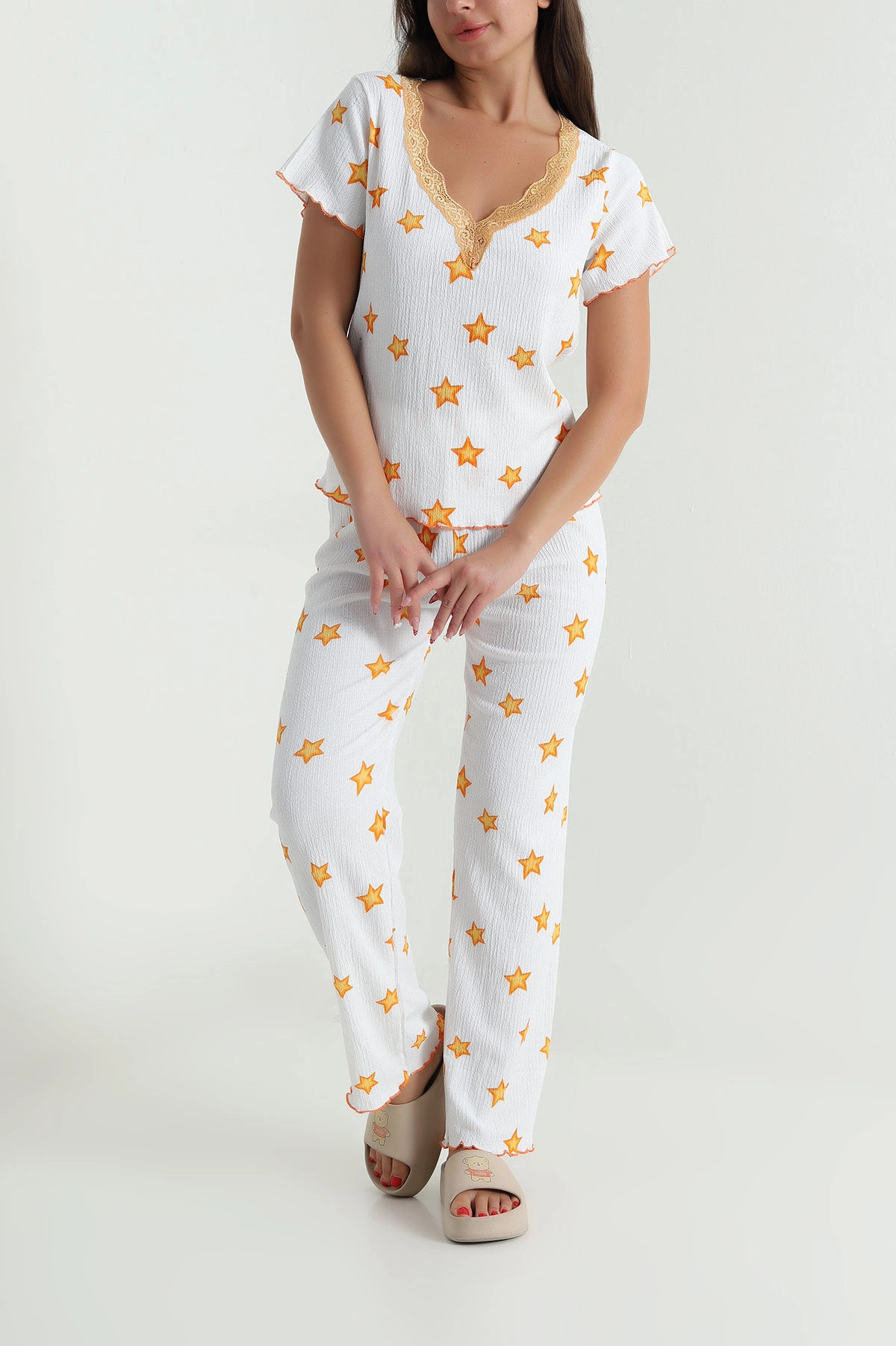 Beyaz Bürümcük Kadın Pijama Takımı 479584