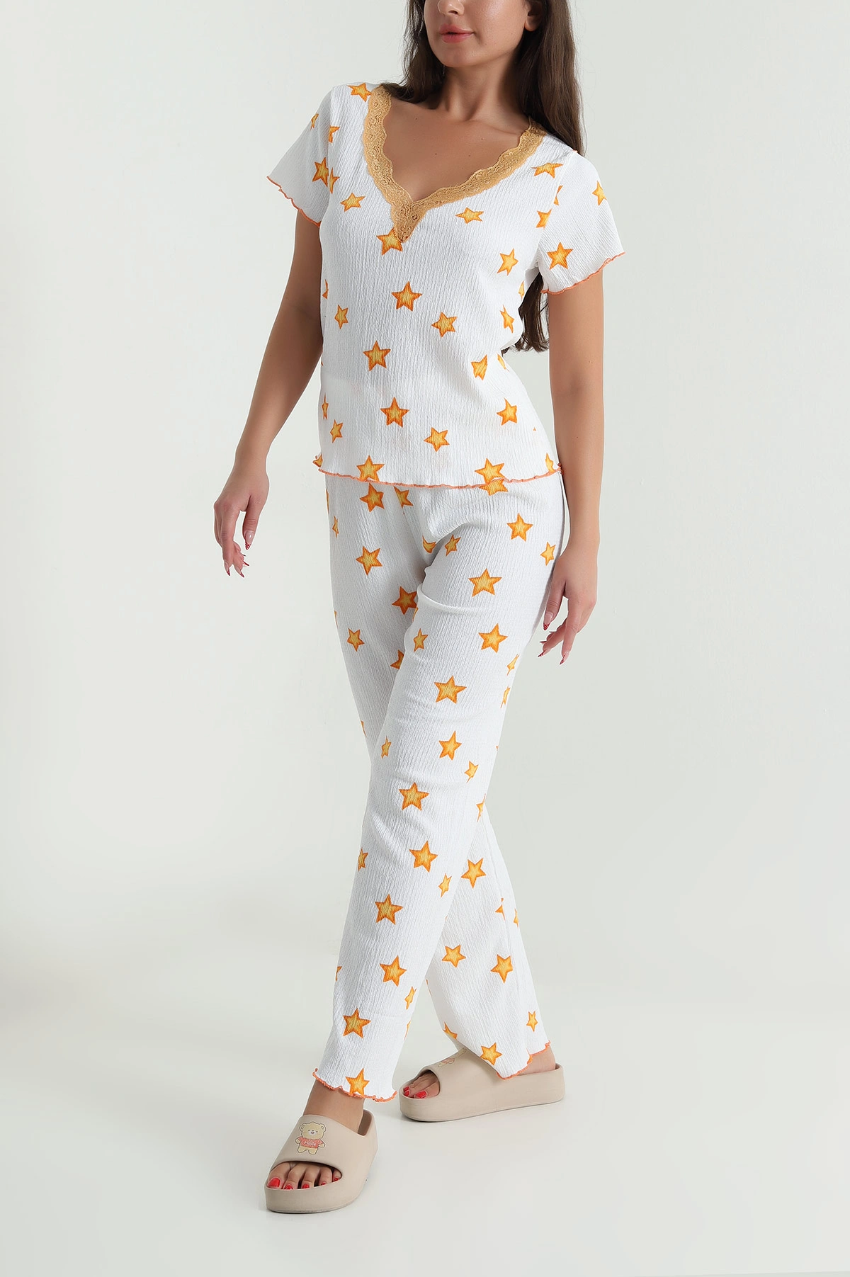 Beyaz Bürümcük Kadın Pijama Takımı 479584