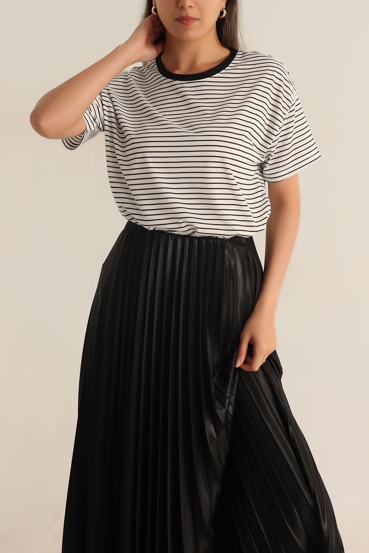 Beyaz Çizgili Bayan Tişört 188862