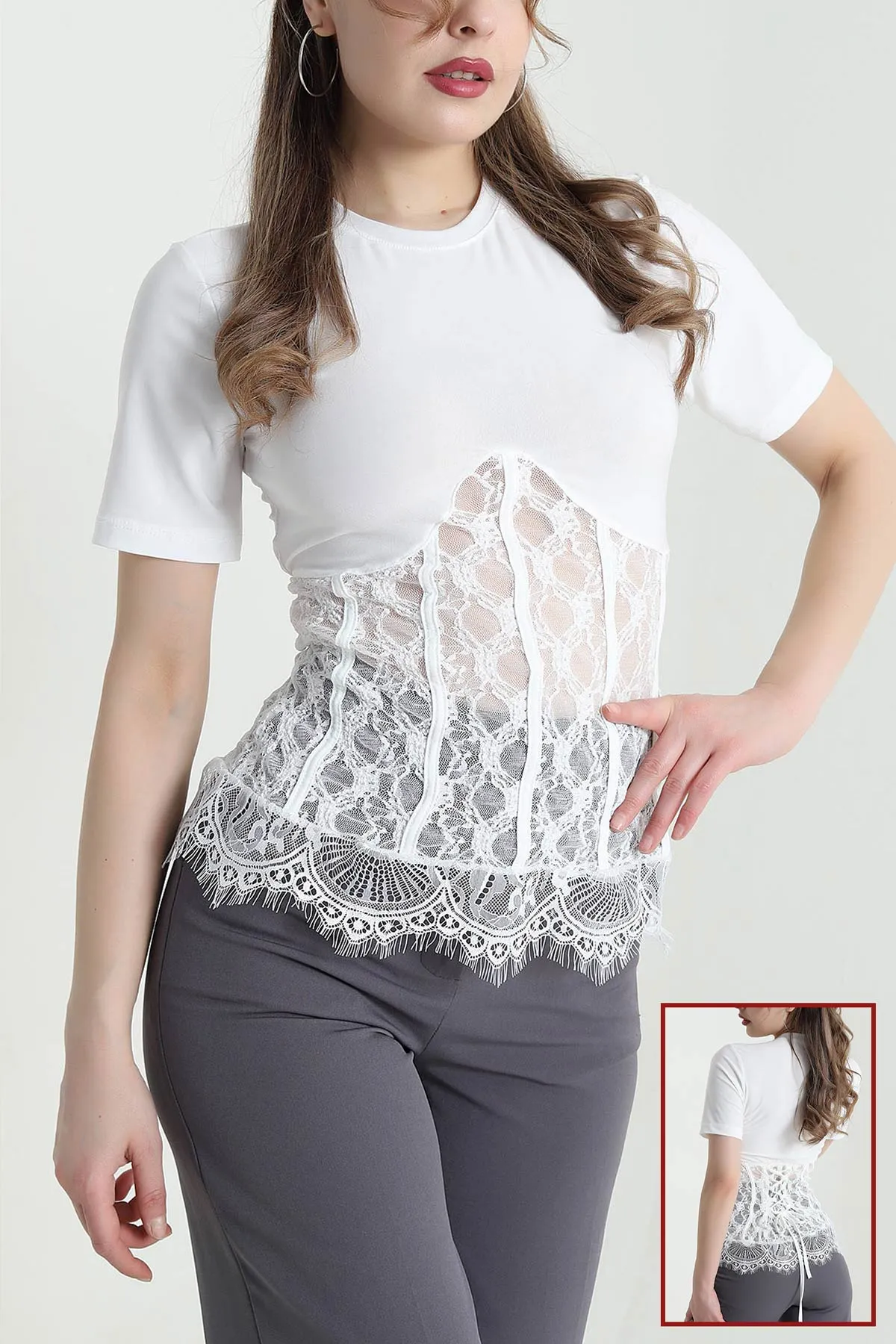 Beyaz Dantelli Sandy Kadın Bluz 441549
