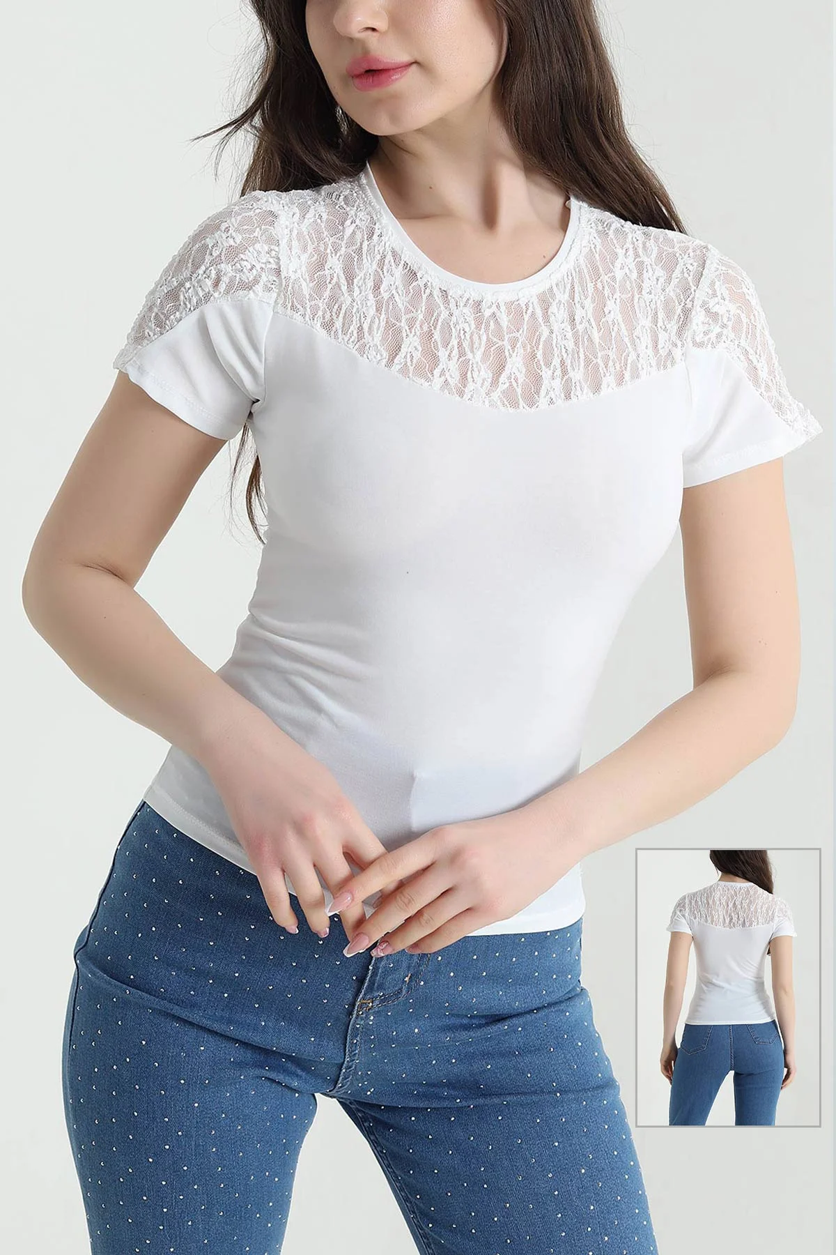 Beyaz Dantelli Sandy Kadın Bluz 452874