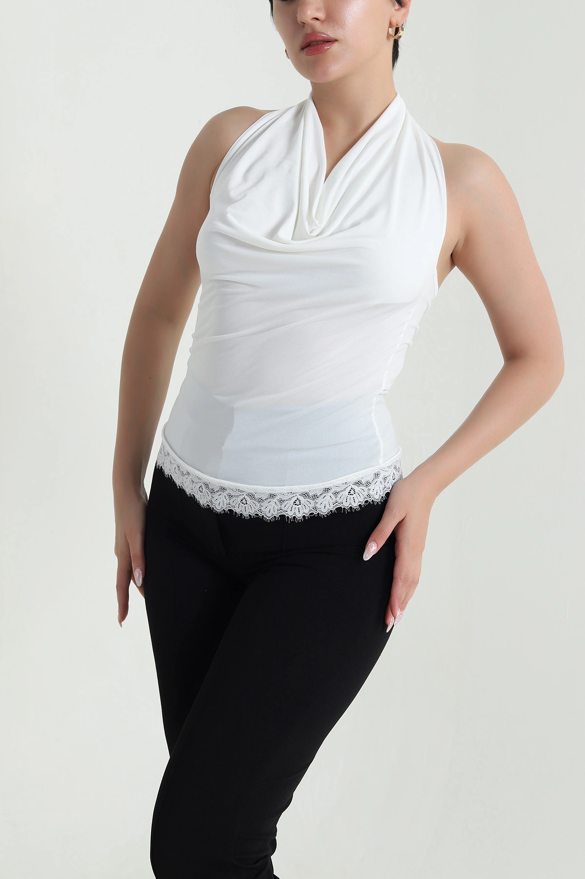 Beyaz Dantelli Sandy Kadın Bluz 464071