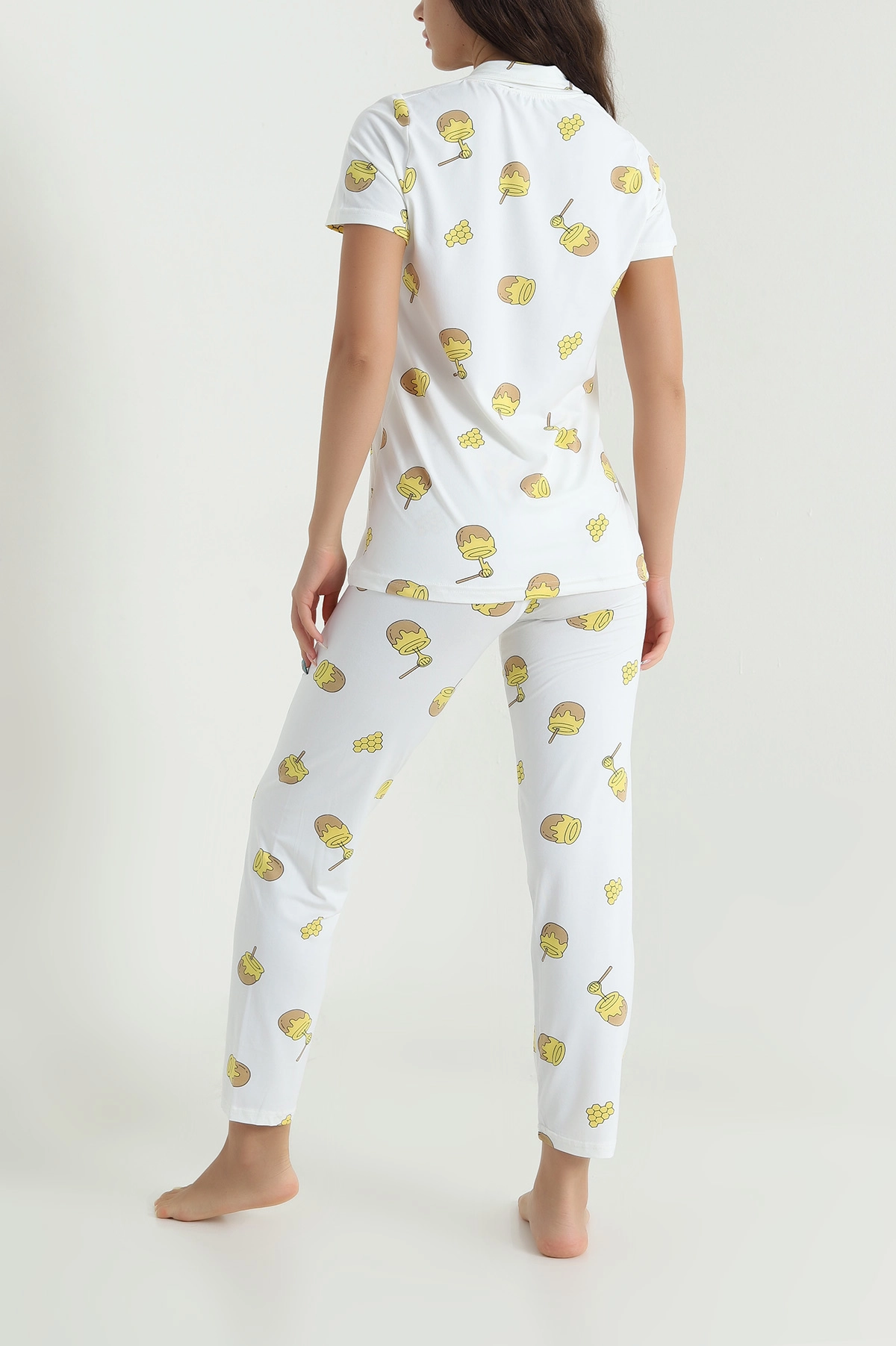 Beyaz Desenli Kadın Pijama Takımı 466609