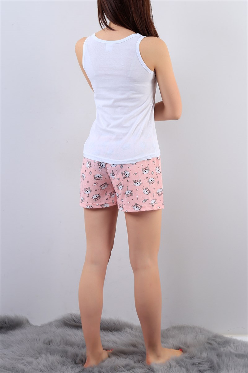 Beyaz Desenli Pijama Takımı 16022B