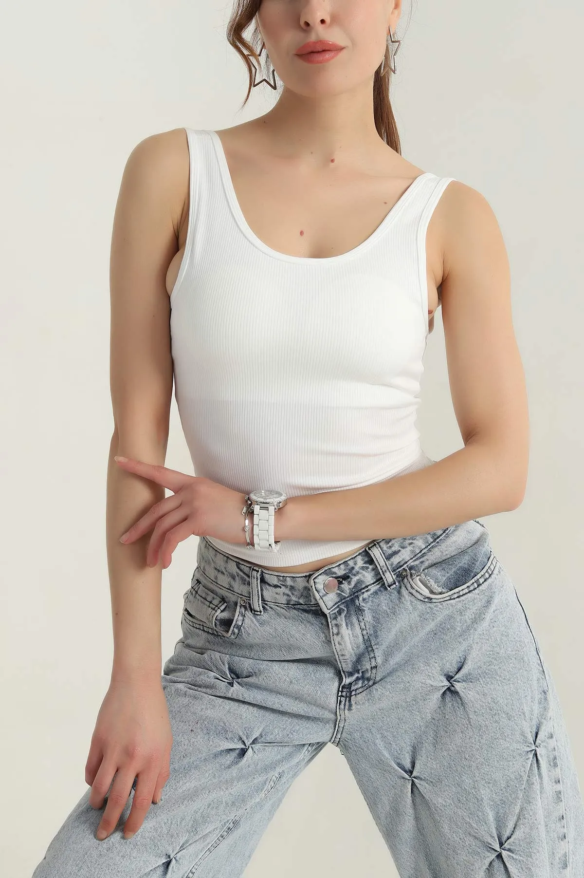 Beyaz Destekli Kalın Askılı Kadın Büstiyer 411503