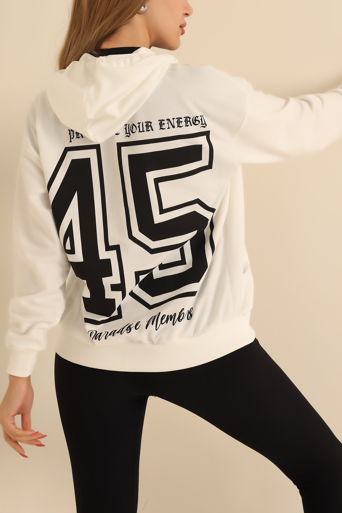 Beyaz Fermuarlı İki İp Bayan Sweat 212963