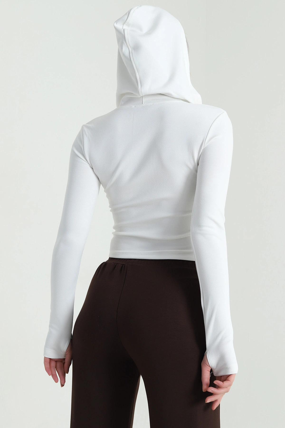 Beyaz Fermuarlı Oysho Kadın Sweat 483623
