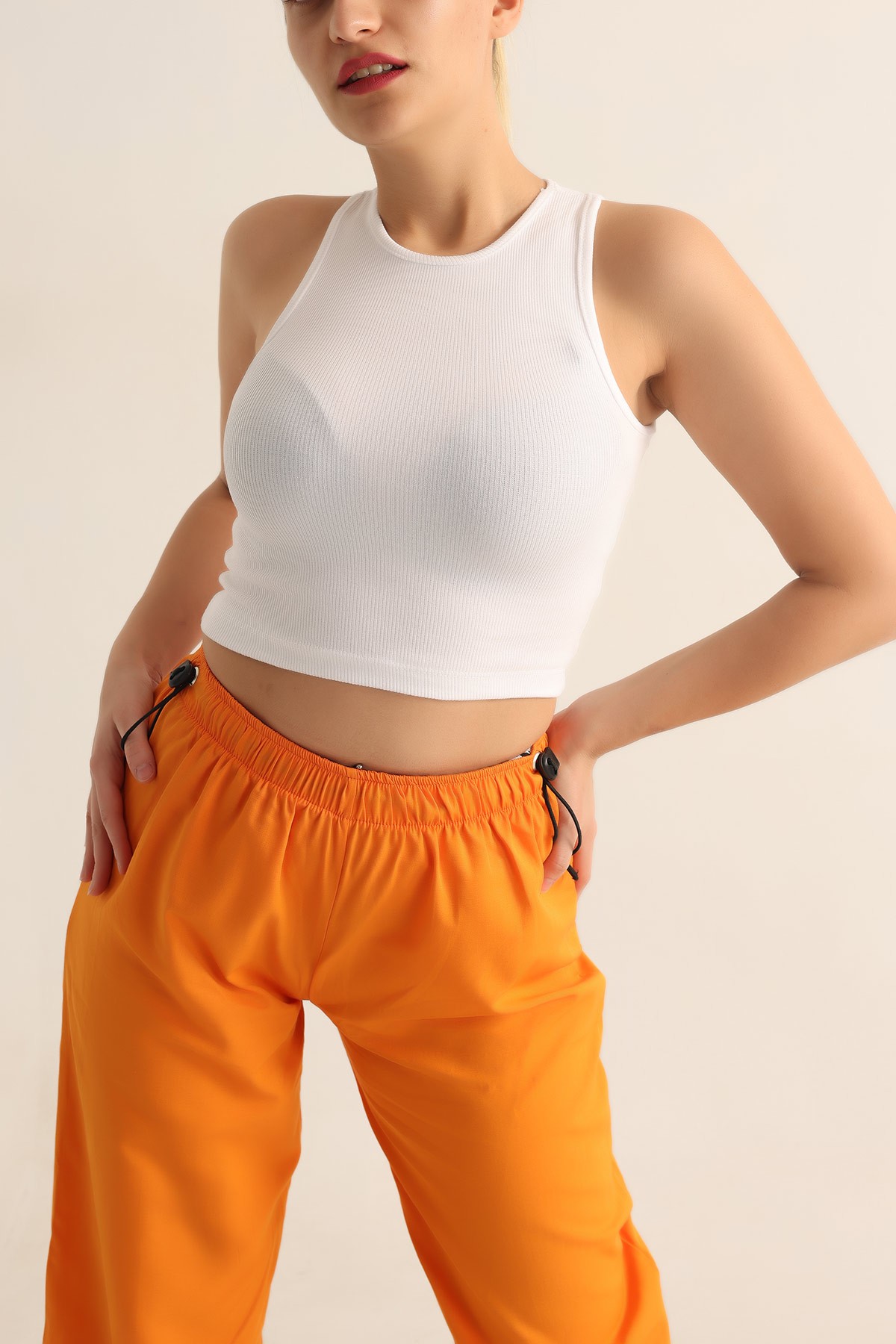 Beyaz Fitilli Bayan Crop Üst 181454