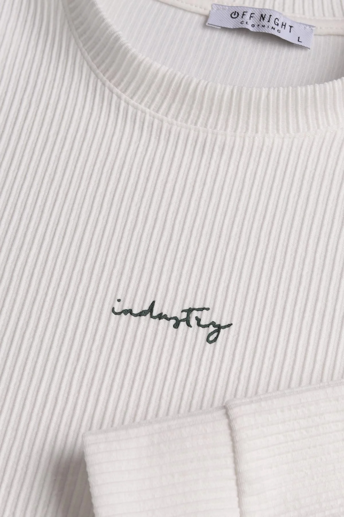 Beyaz Fitilli Bisiklet Yaka Yazı Detaylı Erkek Sweatshirt 396229