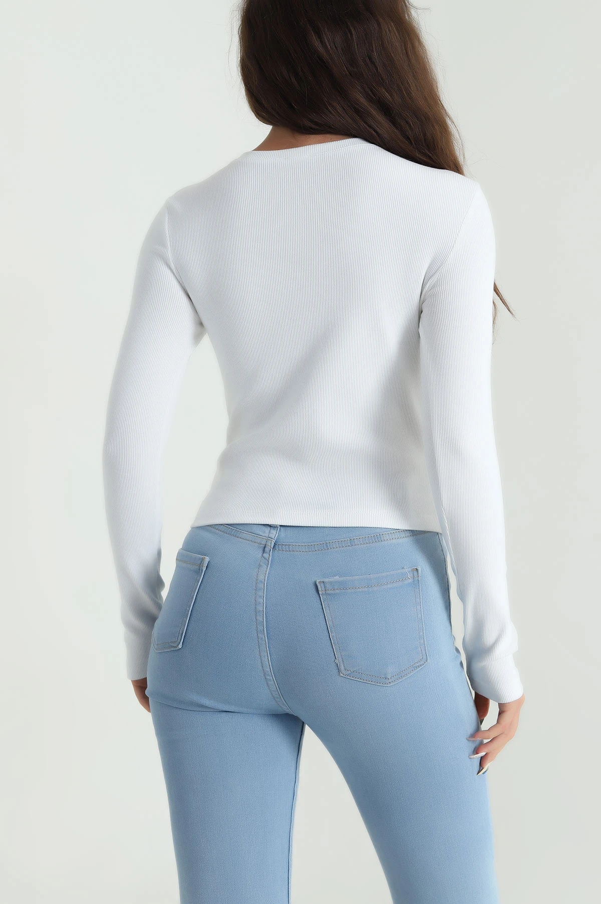 Beyaz Fitilli Kadın Body Bluz 483083