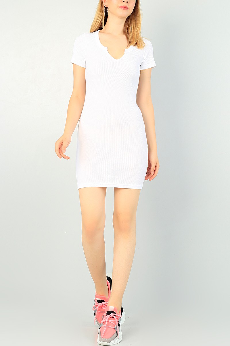 Beyaz Fitilli Likralı Elbise 70500