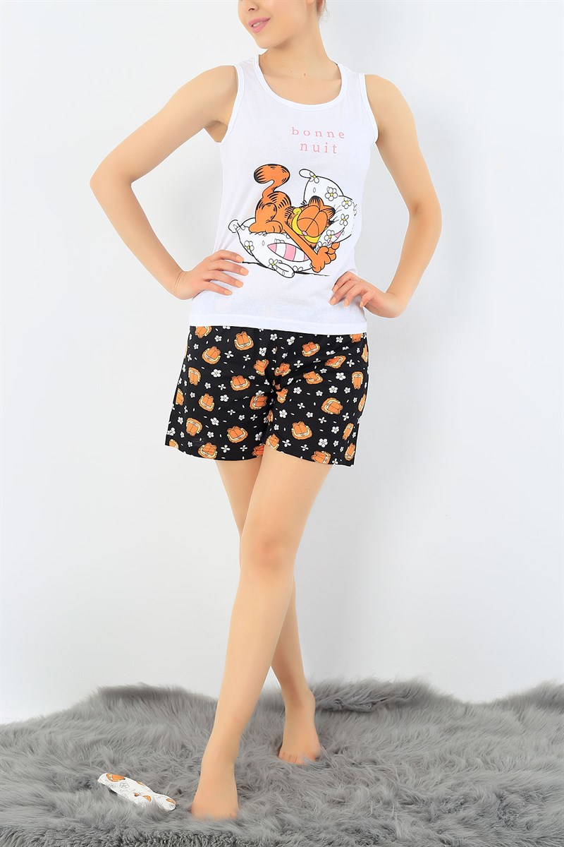 Beyaz Garfield Baskılı Pijama Takımı 32746