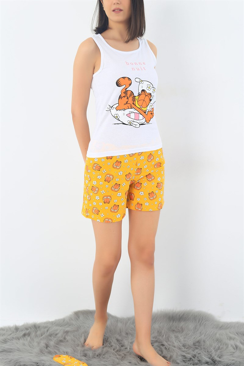 Beyaz Garfield Baskılı Pijama Takımı 32714