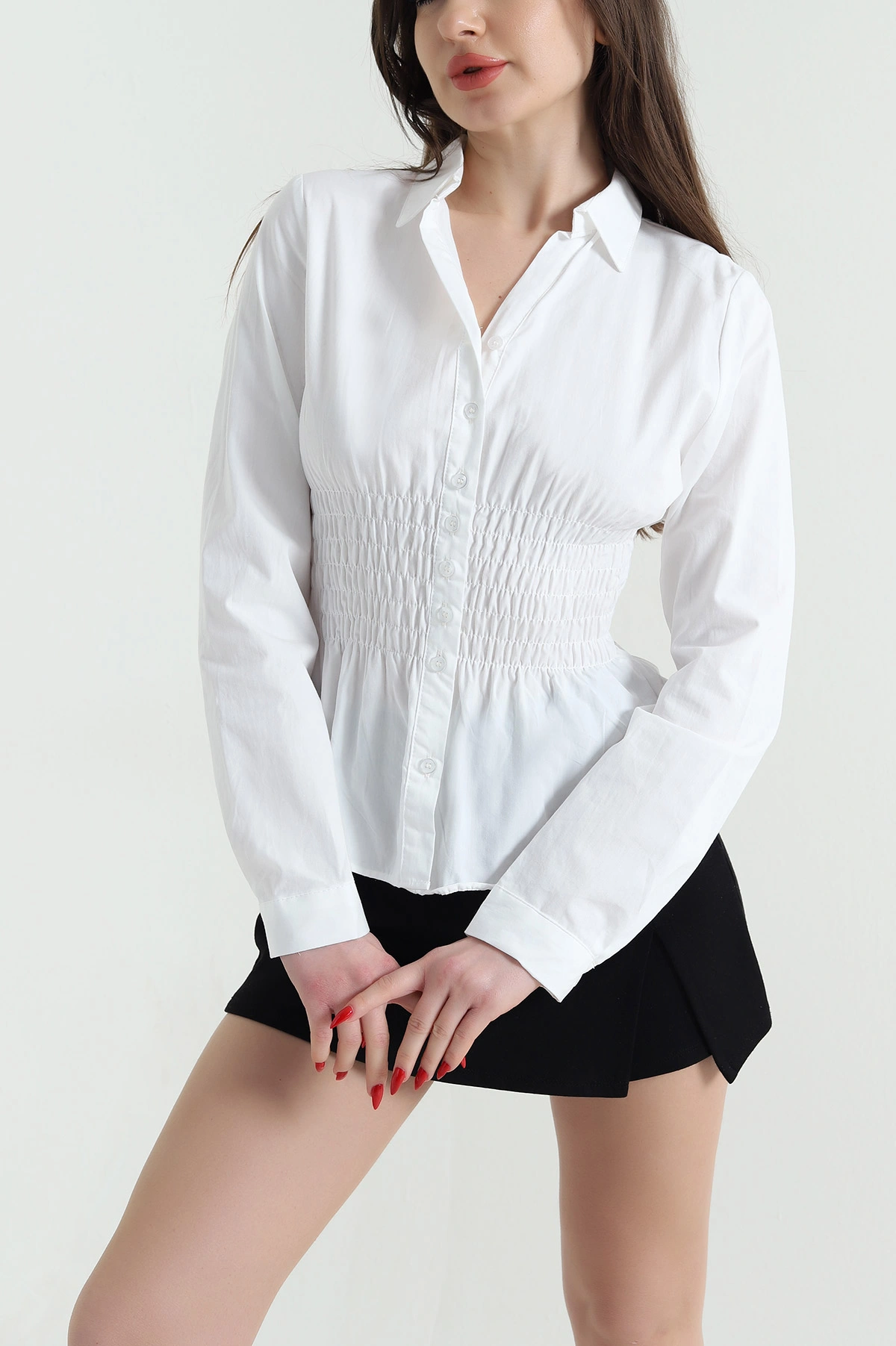 Beyaz Gipeli Poplin Kadın Bluz 441414