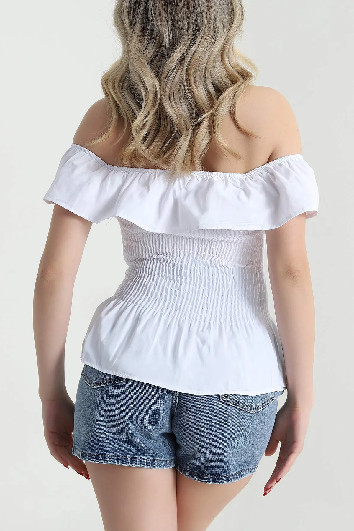 Beyaz Gipeli Poplin Kadın Bluz 473564