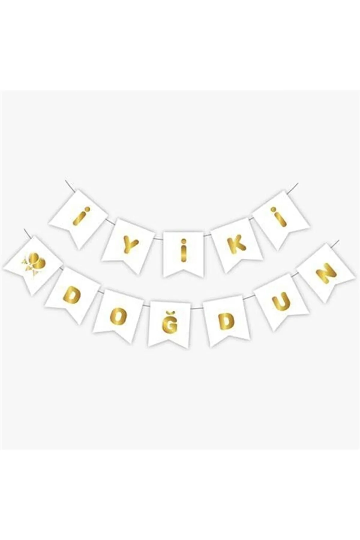 Beyaz Gold İyi Ki Doğdun Yaldızlı Banner 303351