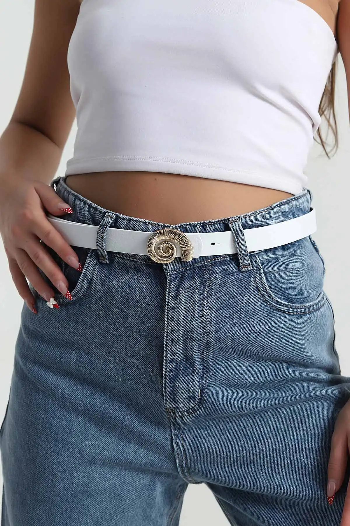 Beyaz Gold Tokalı Kadın Kemer 477455