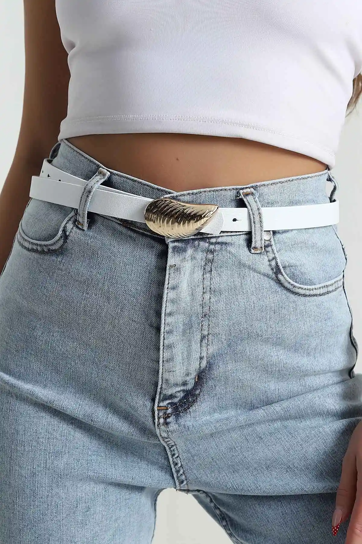 Beyaz Gold Tokalı Kadın Kemer 477469