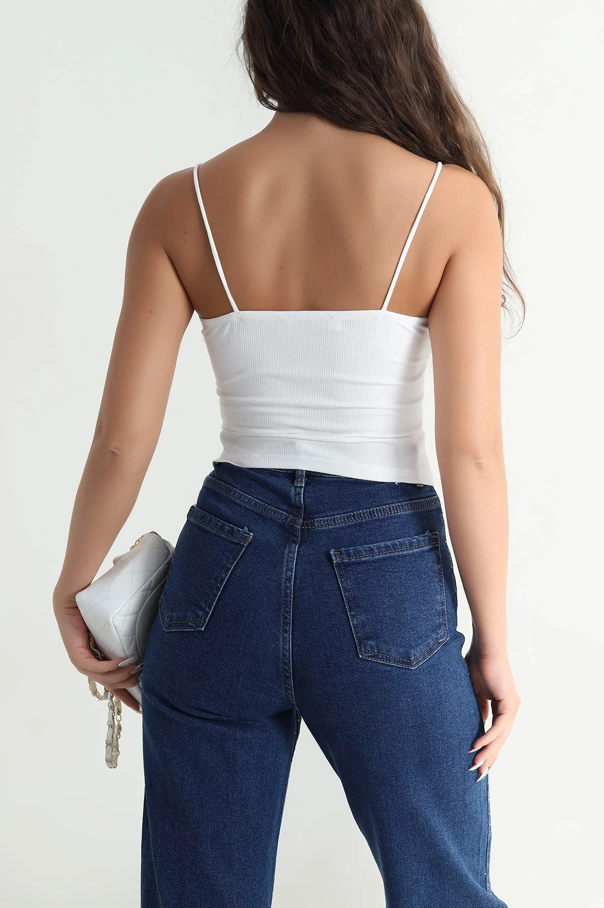 Beyaz Güpür Detay Fitilli Kadın Büstiyer 482381
