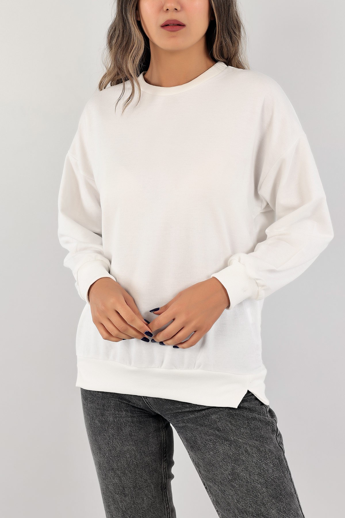 Beyaz İki İp Bayan Sweat 126653