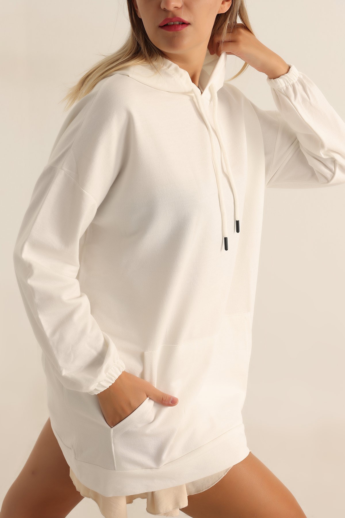 Beyaz İki İp Bayan Sweat 195619