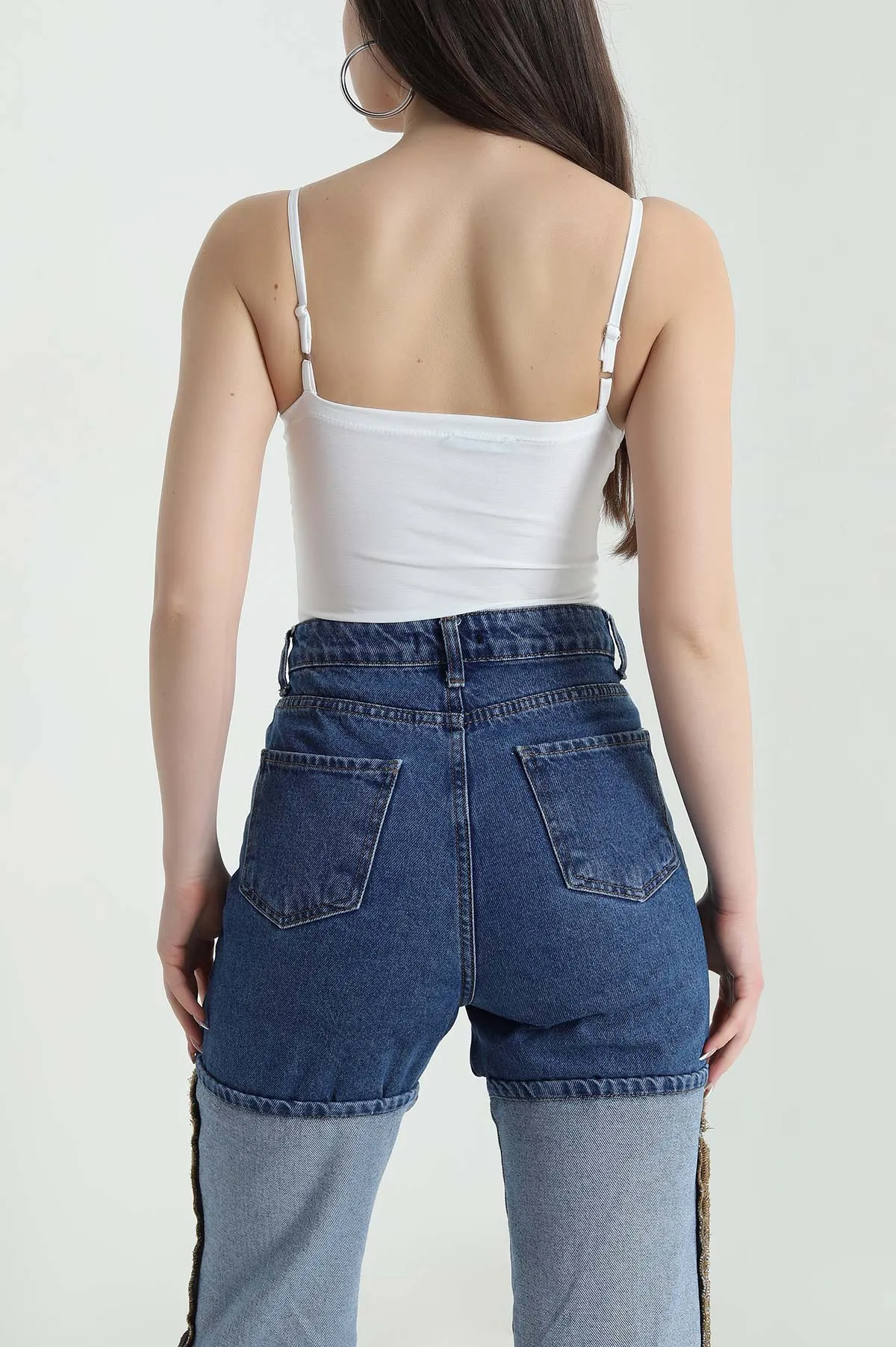 Beyaz İp Askılı Dantel Kadın Bodysuit 450896