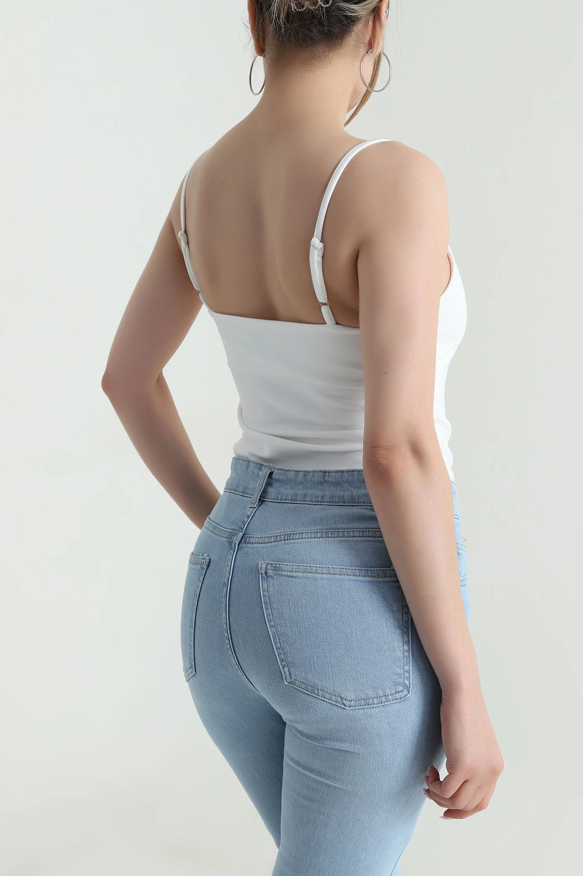 Beyaz İp Askılı Oysho Kadın Zıbın Bluz 475263