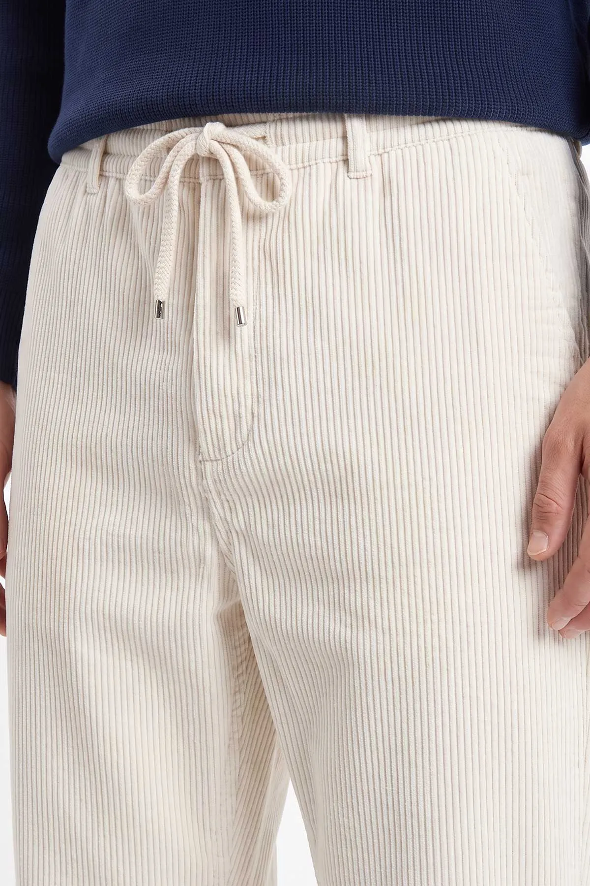 Beyaz Kadife Kumaş Baggy Erkek Pantolon 491686