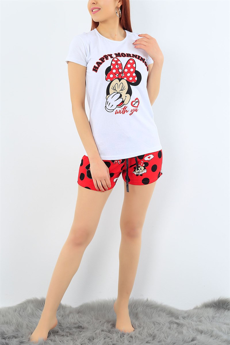 Beyaz Likralı Bayan Pijama Takımı 31327