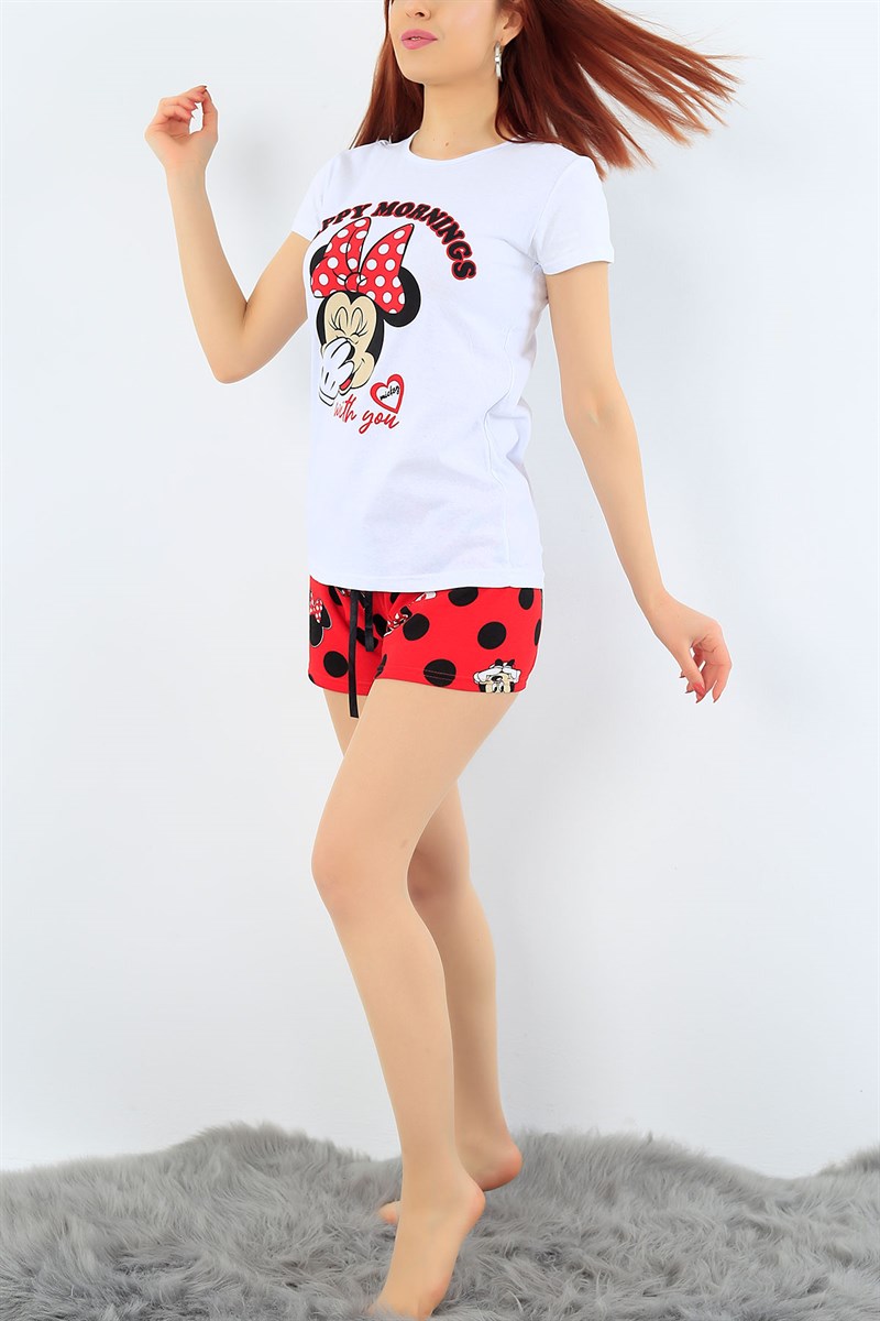 Beyaz Likralı Bayan Pijama Takımı 31327
