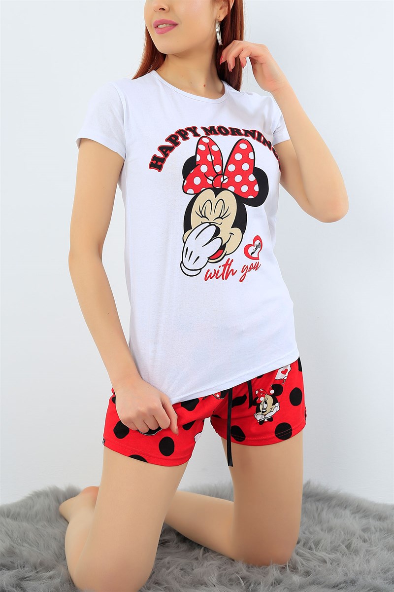 Beyaz Likralı Bayan Pijama Takımı 31327