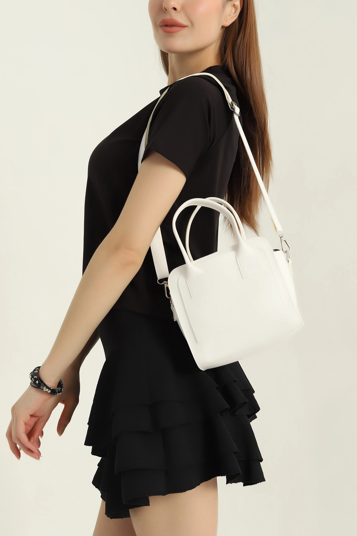 Beyaz Mini Boy Kadın El ve Omuz Çantası 362323