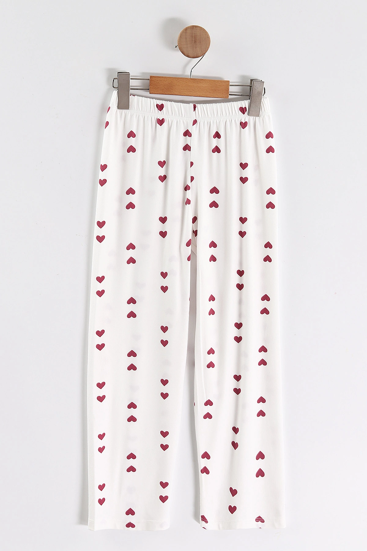 Beyaz Mor (4-16 Yaş)Kalp   Desenli Kız Çocuk Pijama Takım 466327