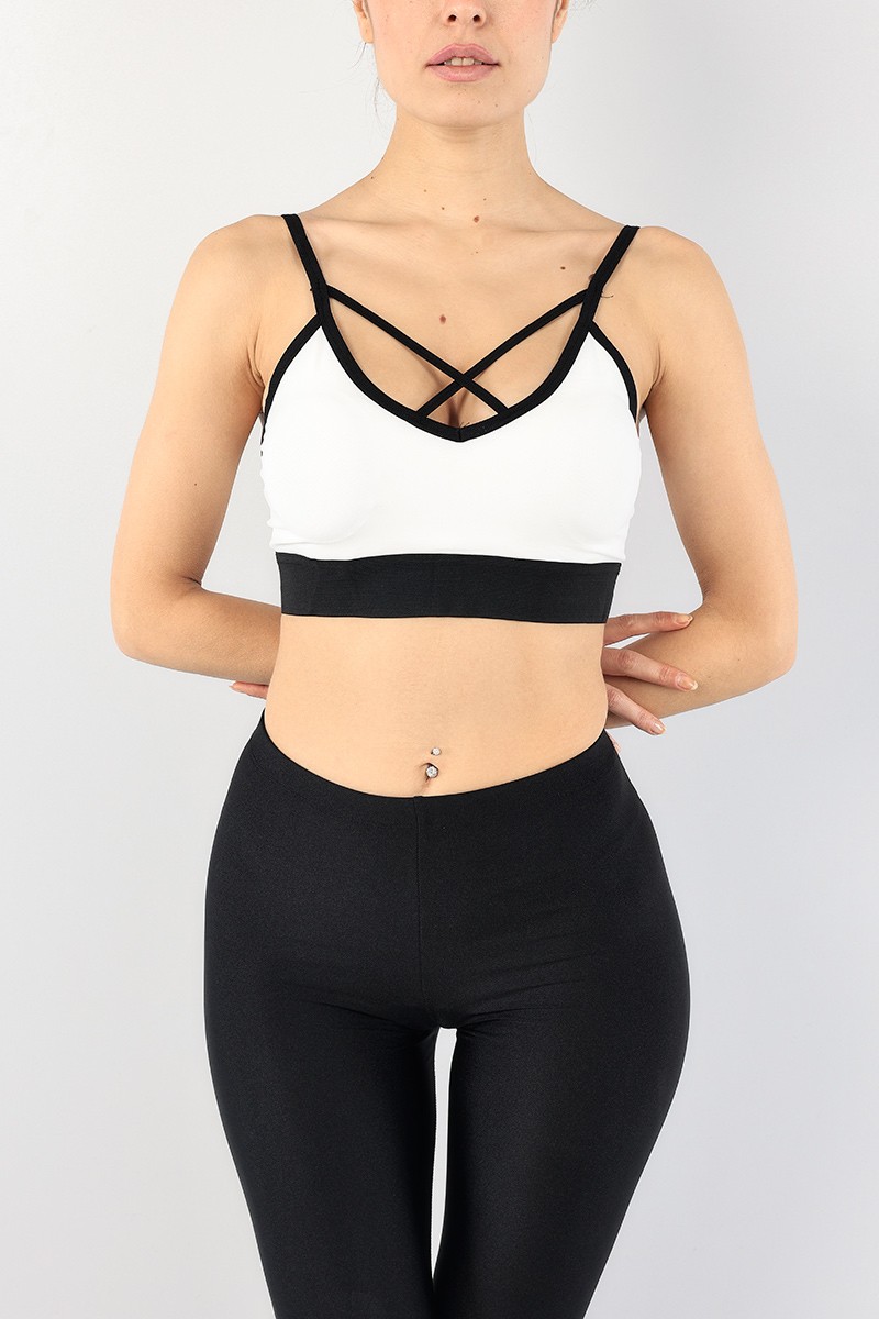Beyaz Önü Çapraz İp Askılı Büstiyer 90826