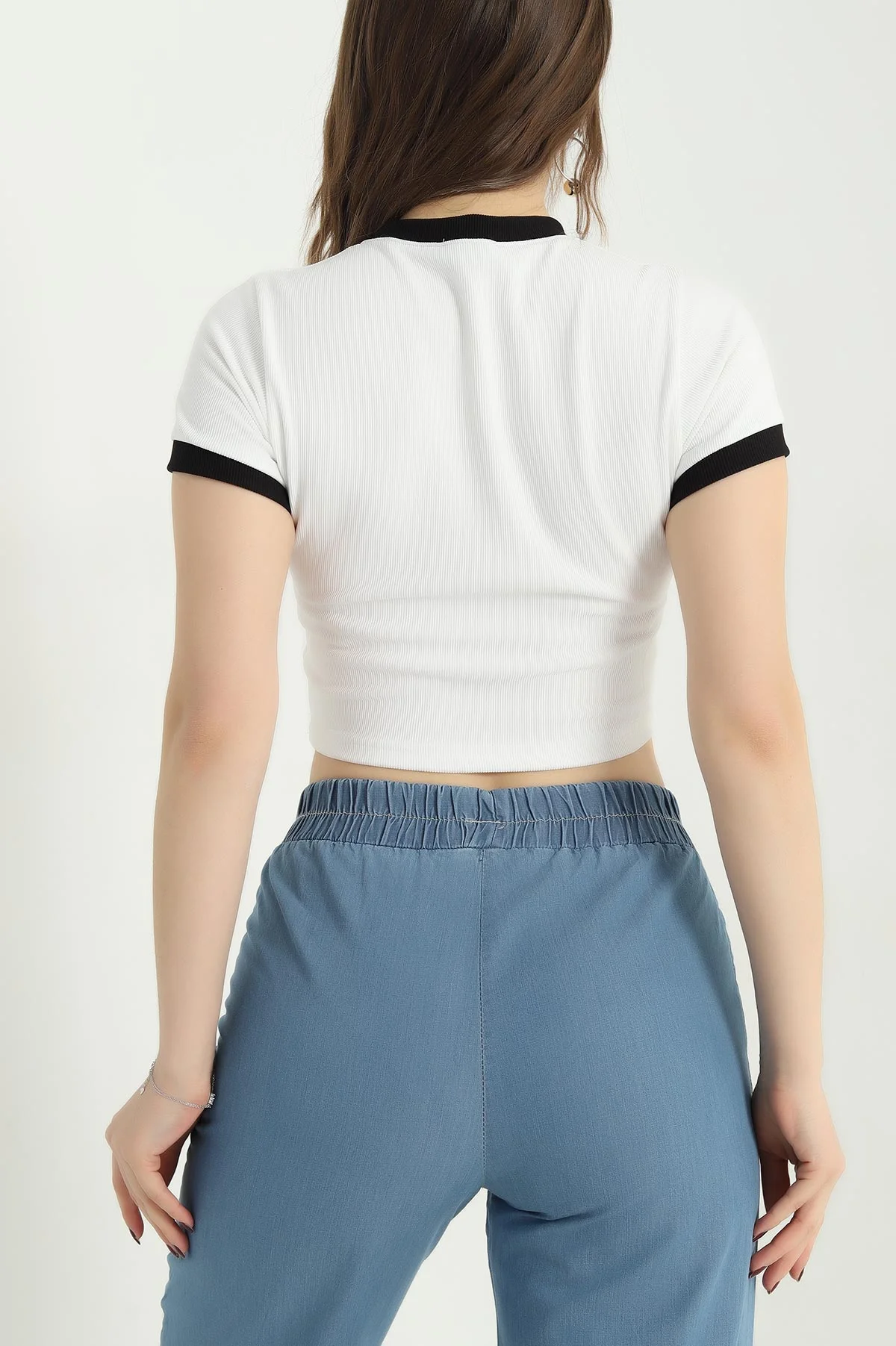 Beyaz Ottoman Kumaş Garnili Kadın Bluz 341396
