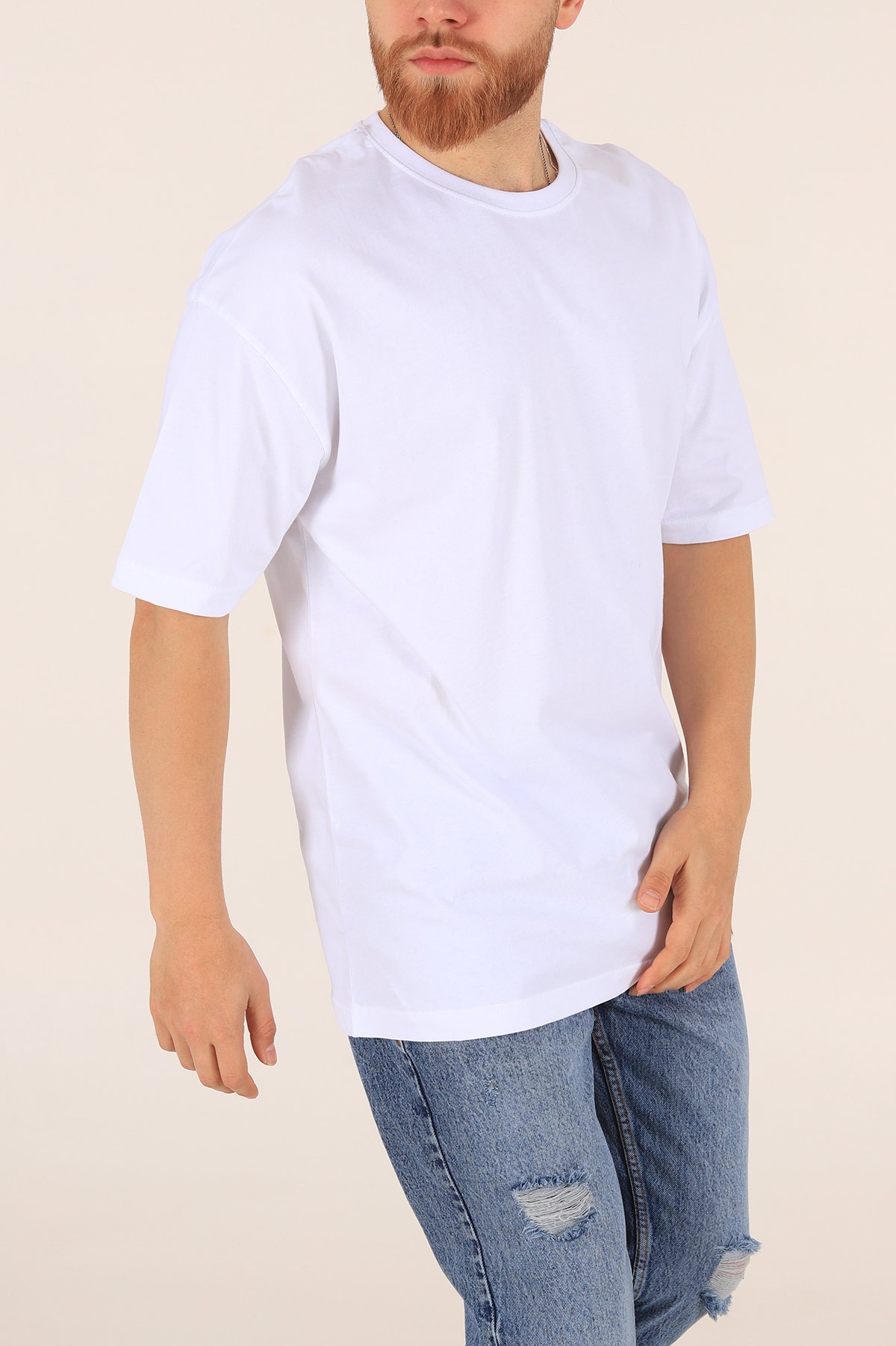 Beyaz Oversize Erkek Tişört 171001