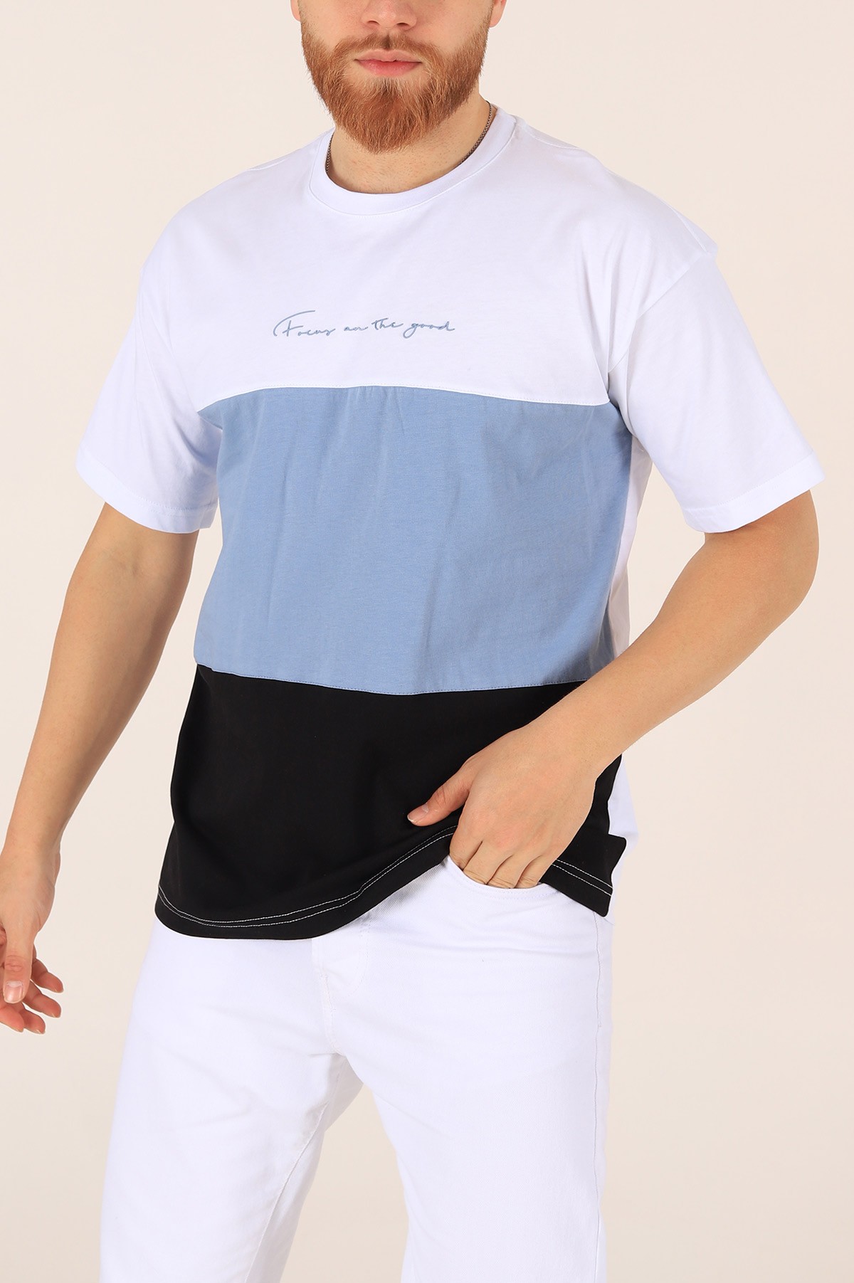 Beyaz Oversize Yazı Baskılı Tişört 171962