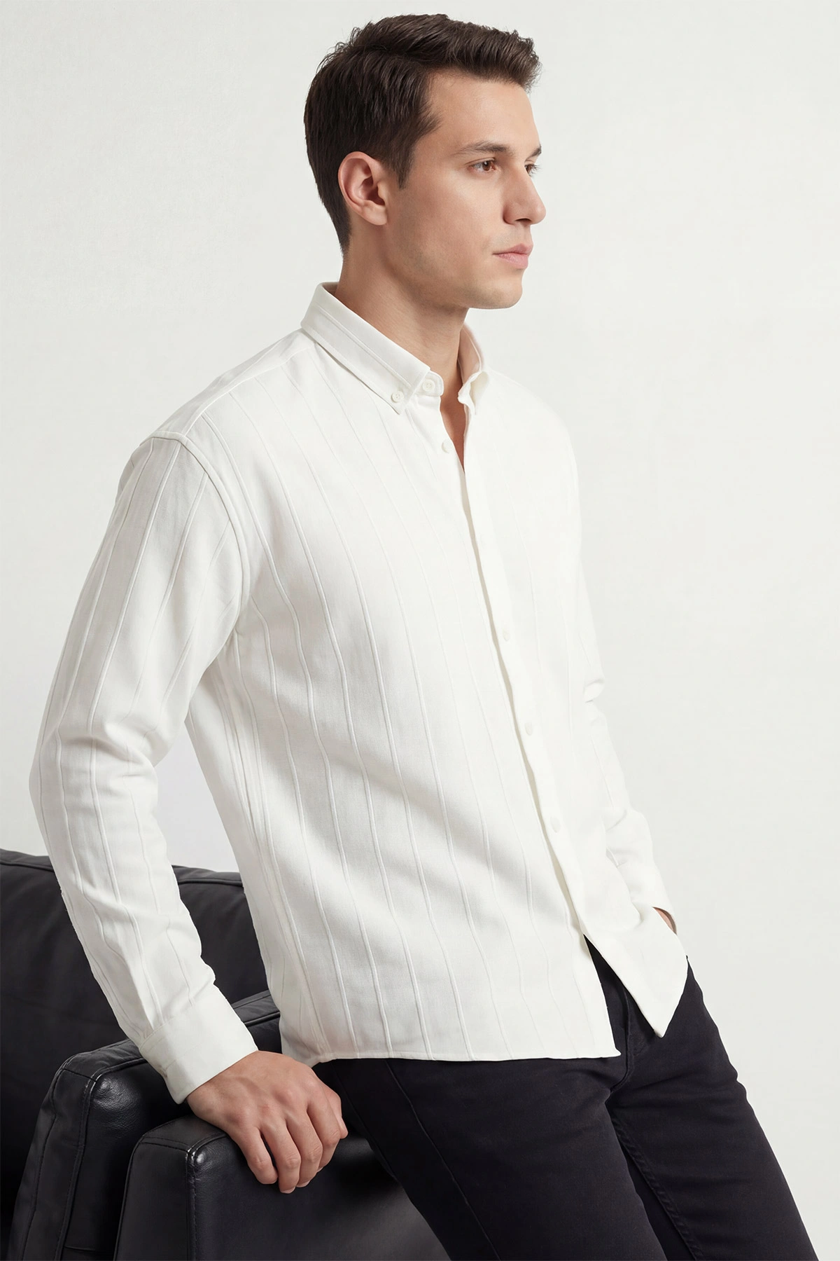 Beyaz Oversize Yeni Sezon Erkek Gömlek 448978